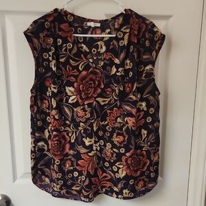 Maurices Floral Cap Sleeve Blouse - Black and Red